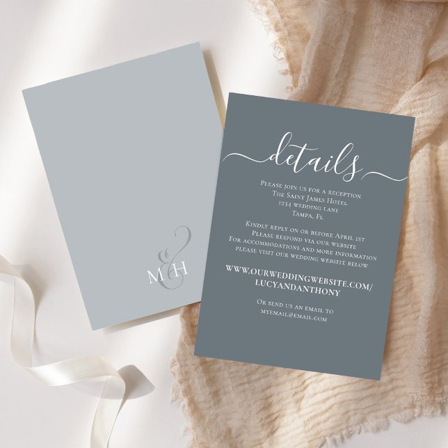 Blue Wedding Details Simple Minimal Enclosure Card (Blue details card template )
