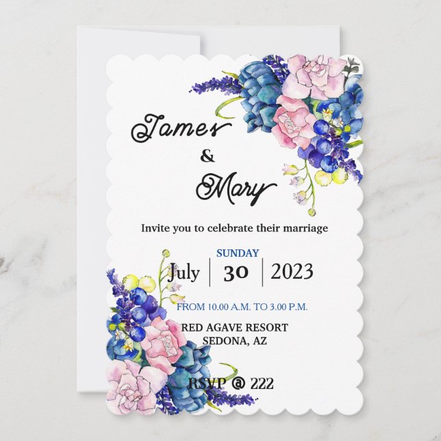 Blue Wedding Invitation (Front)