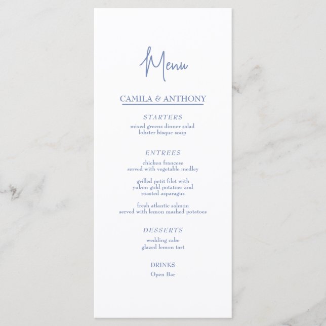 Blue Wedding Menu (Front)