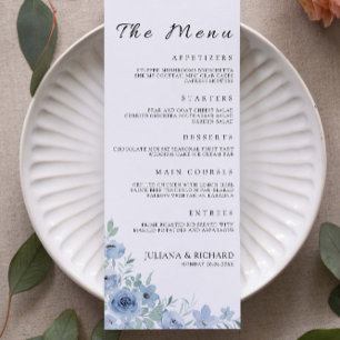 Blue Wedding Menu Cards Template