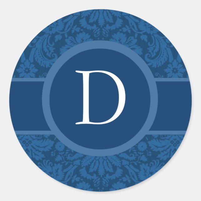 Blue Wedding Monogram B  or Any Letter G404A Classic Round Sticker (Front)