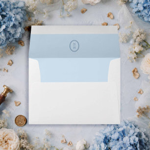 Blue Wedding Monogram Invitation Envelope 