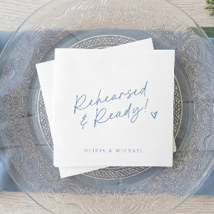 Blue Wedding Rehearsal Dinner Rehearsed & Ready Napkin