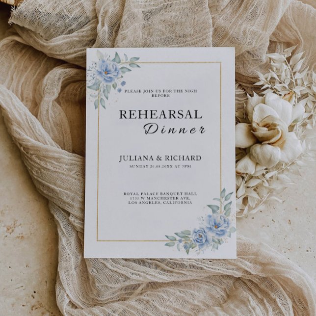 Blue Wedding Rehearsal Dinner Sign Night,  Invitation (Blue Wedding Rehearsal Dinner Sign Night, Invitation)