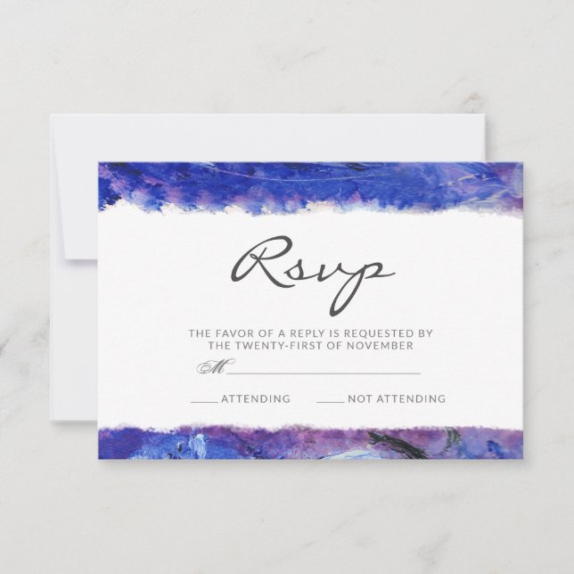 Blue Wedding RSVP Card (Front)