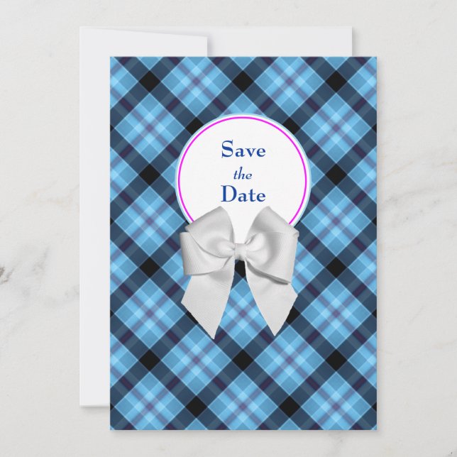 Blue Wedding Save the Date Announcement (Front)