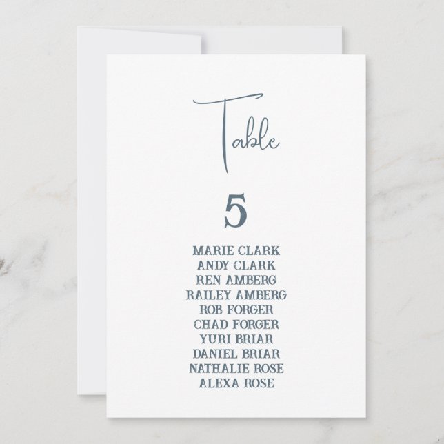 Blue Wedding Seating Chart Invitation (Front)