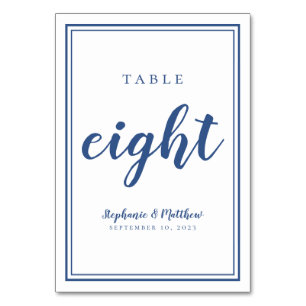 Blue Wedding Table Eight Modern Minimalist Simple Number