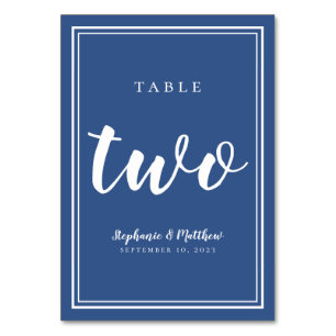 Blue Wedding   Table Two Modern Minimalist Simple Table Number