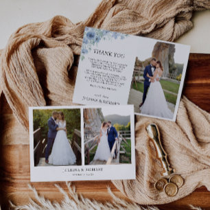 Blue Wedding Thank You Card