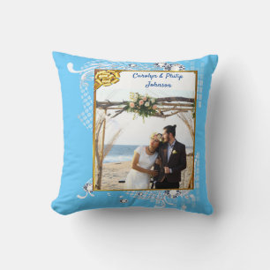 Blue Wedding with Diamonds Photo & Name, YPI Cushion