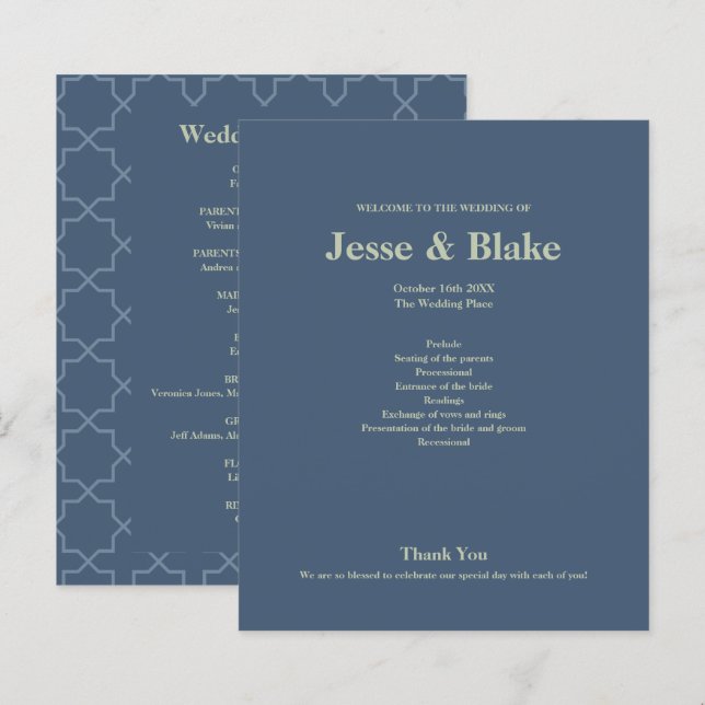 Blue Wedding with Latticework Pattern (Front/Back)