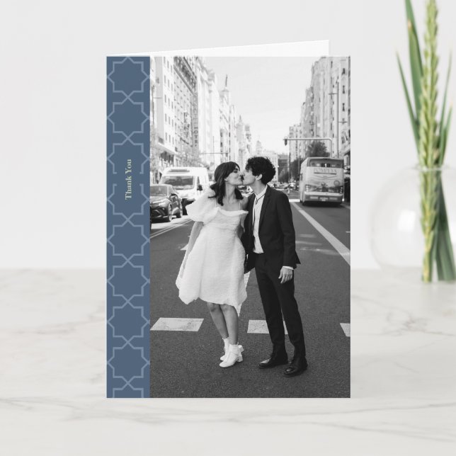 Blue Wedding with Latticework Pattern Card (Front)