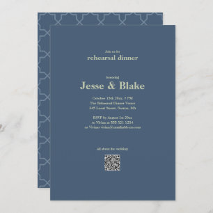Blue wedding with Latticework Pattern Invitation