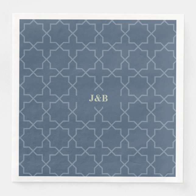 Blue Wedding with Latticework Pattern Napkin (Front)