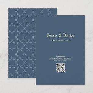 Blue Wedding with Latticework Pattern RSVP Card