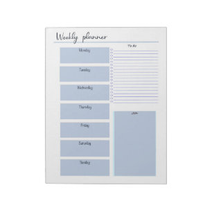 Blue Weekly Planner Notepad