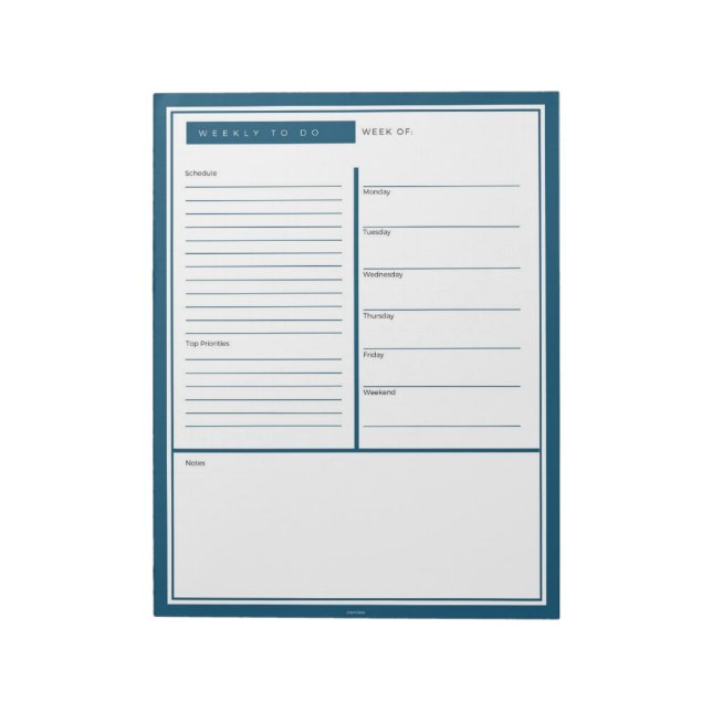 Blue Weekly To Do List Notepad (Rotated)