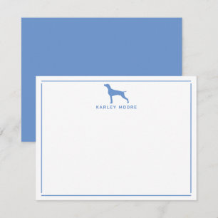 Blue Weimaraner Dog Modern Border Stationery Card