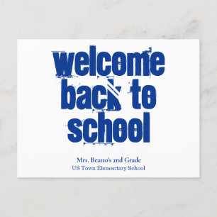 Blue Welcome Back to School Postcard
