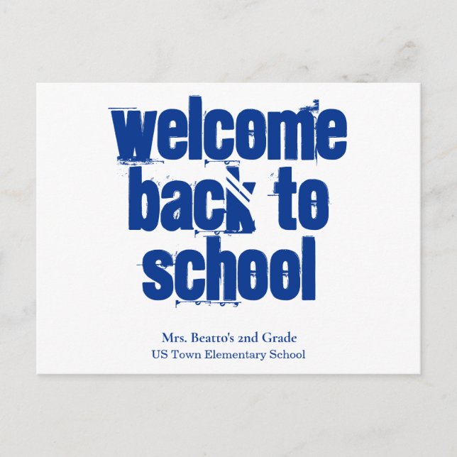 Blue Welcome Back to School Postcard (Front)
