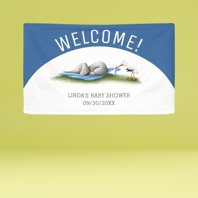 Blue Welcome Elephant Boy Baby Shower Banner (Creator Uploaded)