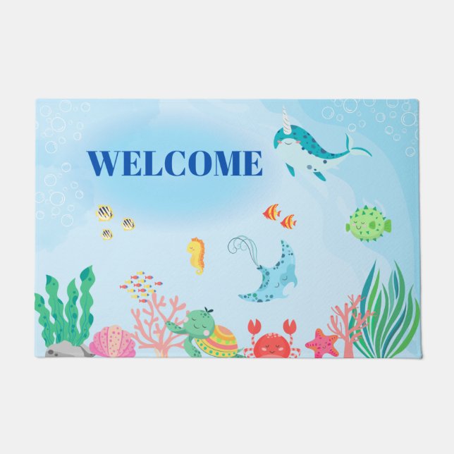 BLUE WELCOME OCEAN DOORMAT (Front)