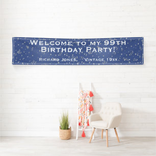 Blue Welcome to my [99th] Birthday Party Confetti Banner
