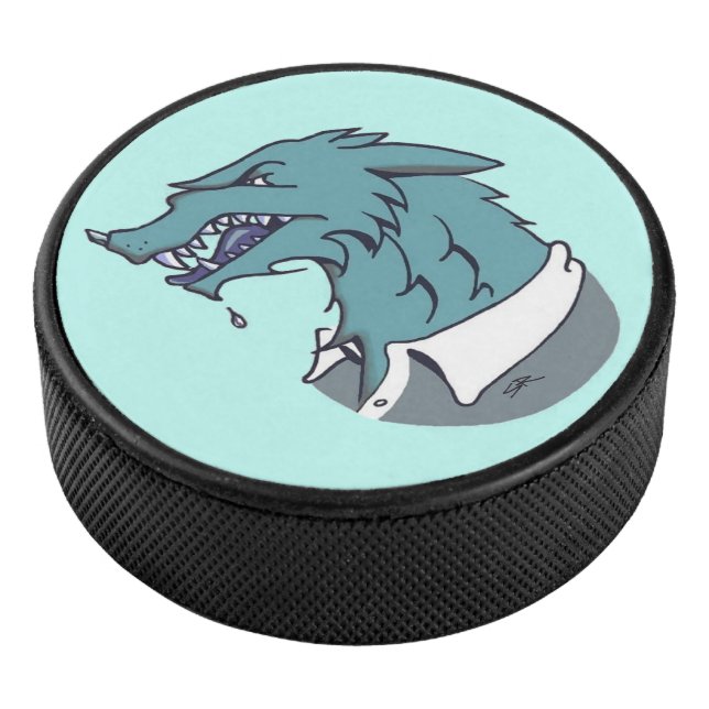 Blue Werewolf blue hockey puck (3/4)
