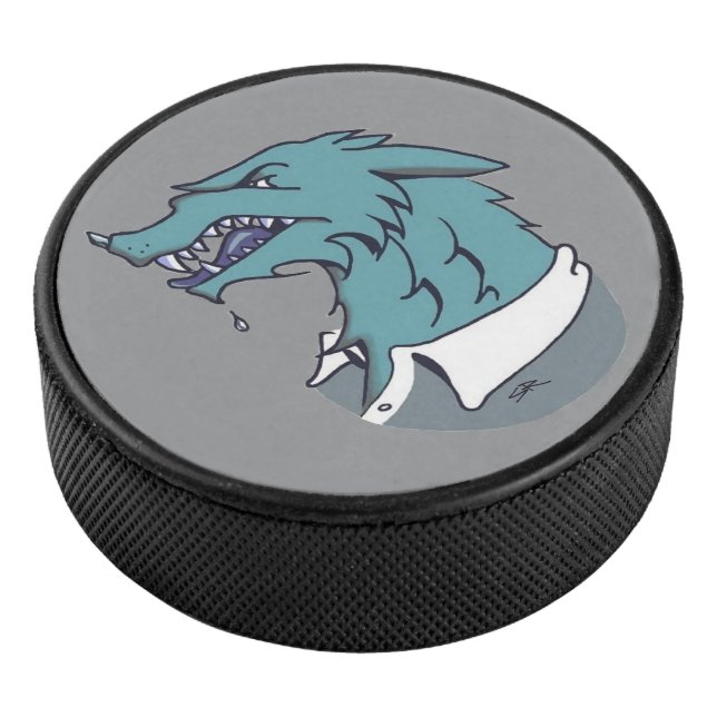 Blue Werewolf grey hockey puck (3/4)
