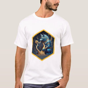 Blue Werewolf Paying A Golden Harp T-Shirt