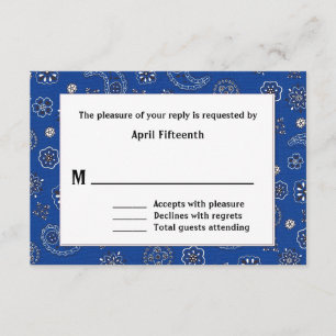 Blue Western Bandanna Custom Wedding RSVP Card