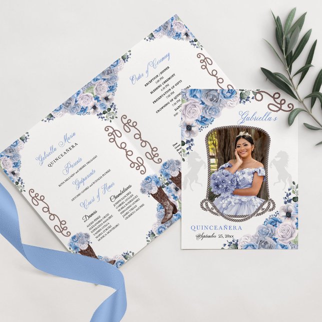 Blue Western Charro Quinceañera Program (Creator Uploaded)