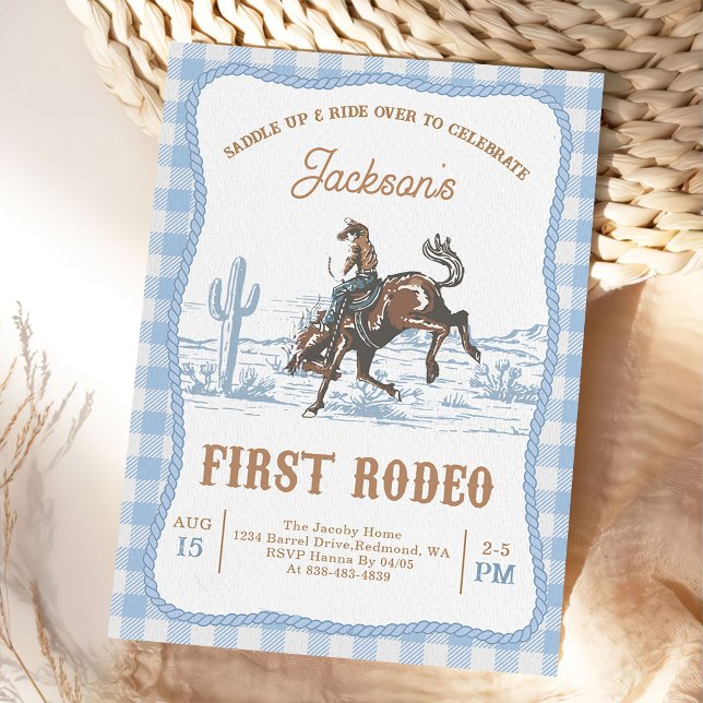 Blue Western Cowboy First Rodeo Invitation  (Creator Uploaded)