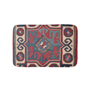 Blue Western Santa Fe Cowboy Style Ornate  Bath Mat