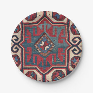 Blue Western Santa Fe Cowboy Style Ornate Paper Plate