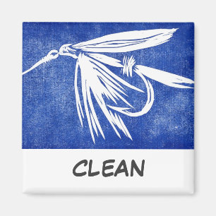 "Blue Wet Fly" Dish Washer Status Magnet