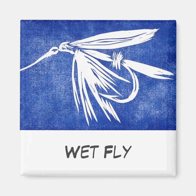 "Blue Wet Fly" Flyfishing Art Magnet (Front)
