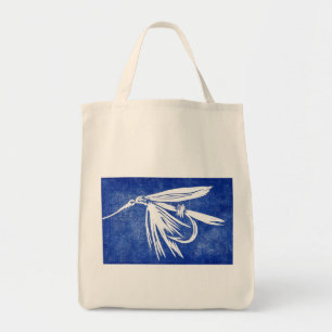 "Blue Wet Fly" Trout Wet Fly Grocery Tote Bag