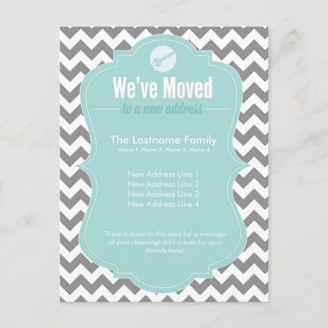 Blue We've Moved Change of Address Postcards (Front)