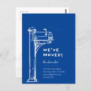 Blue We've Moved Distressed Mailbox Moving Postcard