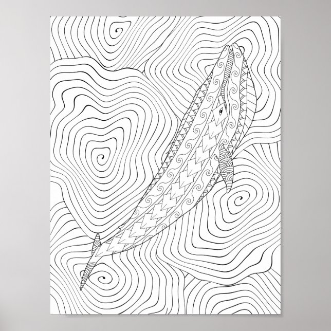 Blue Whale Adult Colouring Poster (Front)