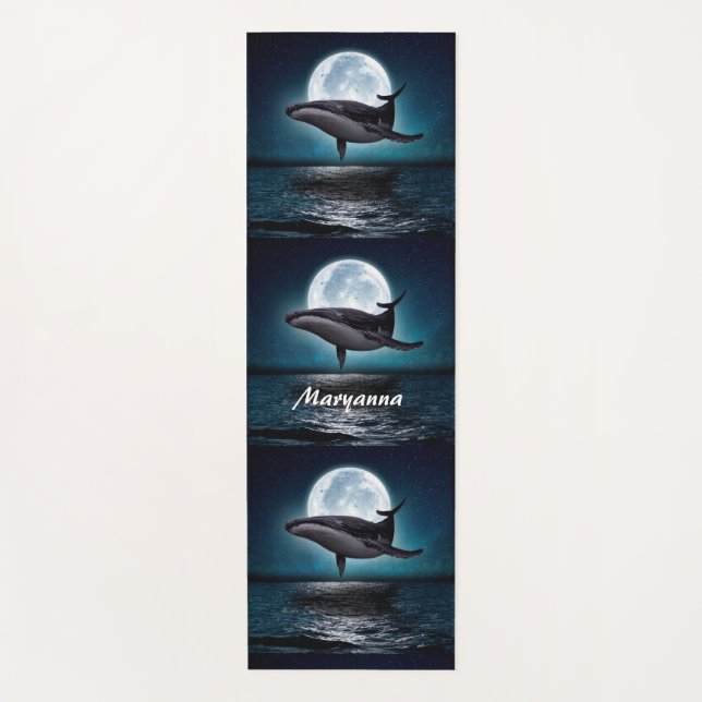 Blue Whale and Full Moon Yoga Mat (Front)