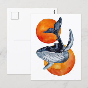 Blue Whale and Golden Balls Postcard