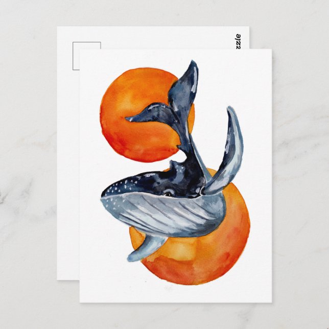 Blue Whale and Golden Balls Postcard (Front/Back)