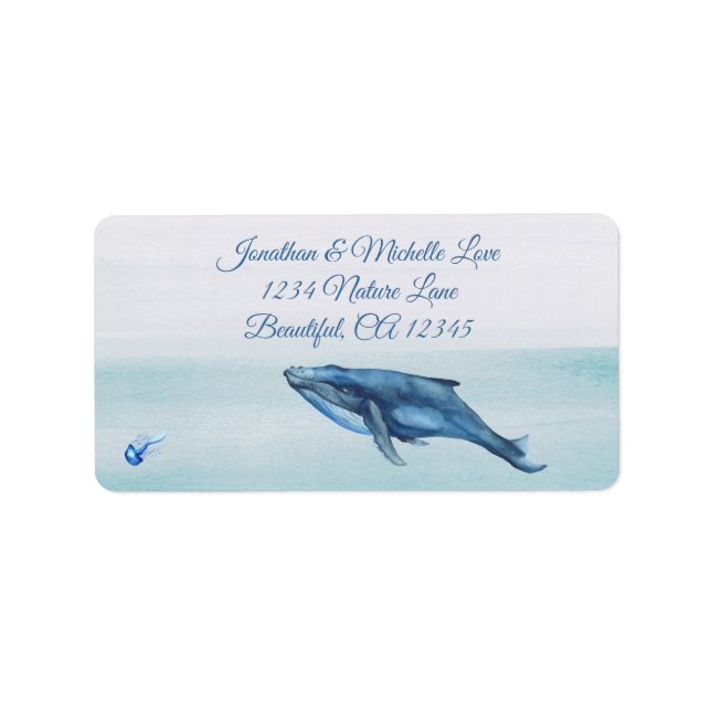 Blue Whale and Jellyfish Ocean Beach Address Label (Front)