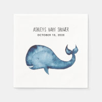 Blue whale baby shower. Baby boy. Navy watercolor