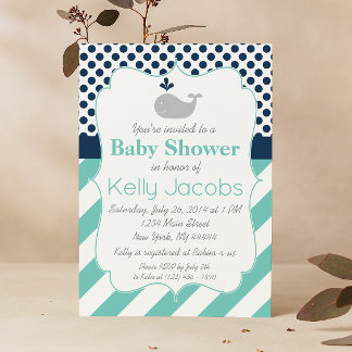 Blue Whale Baby Shower Invitation