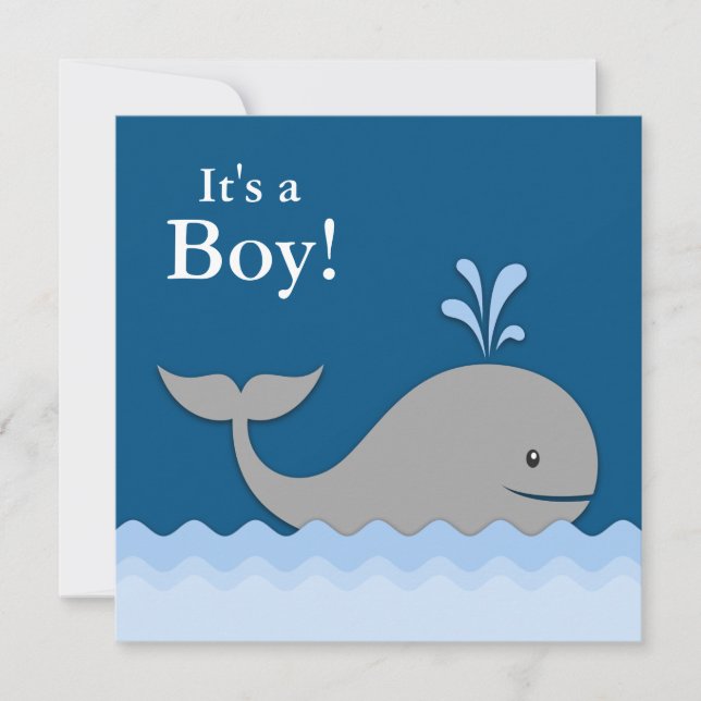 Blue Whale Baby Shower Invitation (Front)