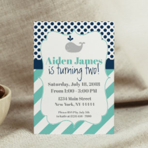 Blue Whale Birthday Invitation